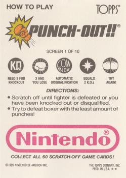 1989 Topps Nintendo - Punch-Out!! Scratch-Offs #1 Punch-Out Screen 1 (Glass Joe) Back