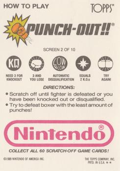 1989 Topps Nintendo - Punch-Out!! Scratch-Offs #2 Punch-Out Screen 2 (Von Kaiser) Back