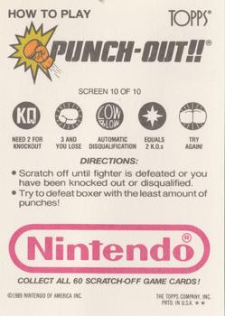 1989 Topps Nintendo - Punch-Out!! Scratch-Offs #10 Punch-Out Screen 10 (Mr. Sandman) Back