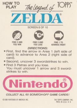 1989 Topps Nintendo - The Legend of Zelda Scratch-Offs #6 Zelda Screen 6 Back