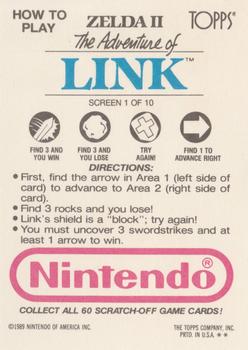 1989 Topps Nintendo - Zelda II: The Adventure of Link Scratch-Offs #1 Link Screen 1 Back