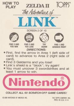 1989 Topps Nintendo - Zelda II: The Adventure of Link Scratch-Offs #2 Link Screen 2 Back