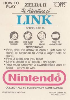 1989 Topps Nintendo - Zelda II: The Adventure of Link Scratch-Offs #6 Link Screen 6 Back