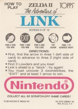 1989 Topps Nintendo - Zelda II: The Adventure of Link Scratch-Offs #9 Link Screen 9 Back