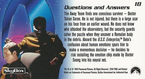 1994 SkyBox Star Trek Generations Cinema Collection #18 Questions and Answers Back