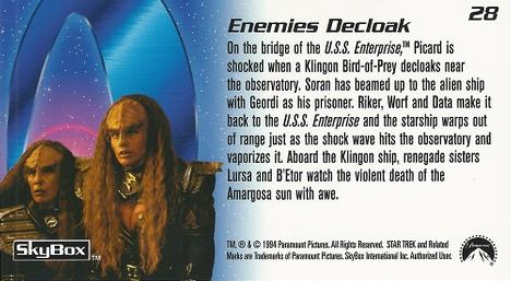 1994 SkyBox Star Trek Generations Cinema Collection #28 Enemies Decloak Back