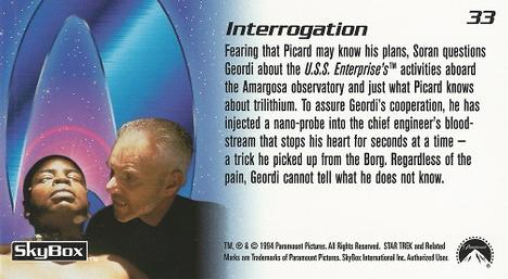 1994 SkyBox Star Trek Generations Cinema Collection #33 Interrogation Back