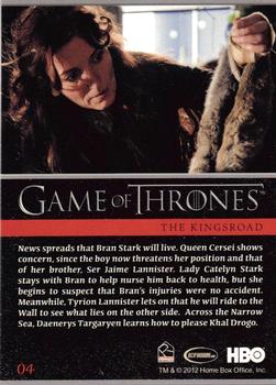 2012 Rittenhouse Game of Thrones Season 1 #04 News spreads that Bran Stark will live. Back