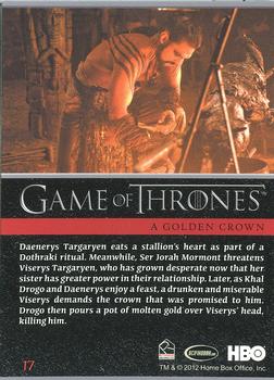 2012 Rittenhouse Game of Thrones Season 1 #17 Daenerys Targaryel eats a stallion's heart as part... Back