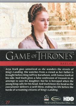 2012 Rittenhouse Game of Thrones Season 1 #27 Arya Stark goes unnoticed as she wanders the streets... Back