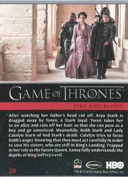2012 Rittenhouse Game of Thrones Season 1 #28 After watching her father's head cut off, Arya Stark... Back