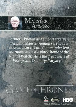 2012 Rittenhouse Game of Thrones Season 1 #31 Maester Aemon Back