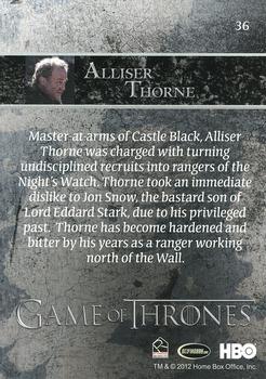2012 Rittenhouse Game of Thrones Season 1 #36 Alliser Thorne Back