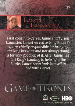 2012 Rittenhouse Game of Thrones Season 1 #37 Lancel Lannister Back