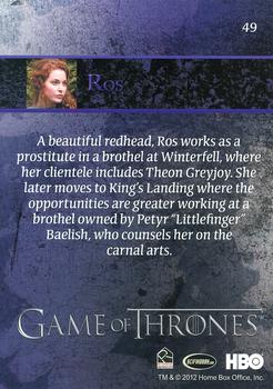 2012 Rittenhouse Game of Thrones Season 1 #49 Ros Back