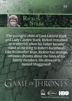 2012 Rittenhouse Game of Thrones Season 1 #53 Rickon Stark Back