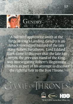 2012 Rittenhouse Game of Thrones Season 1 #57 Gendry Back