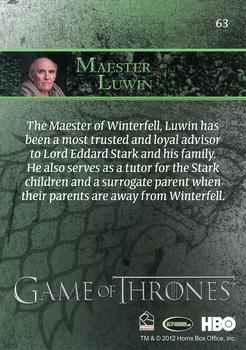 2012 Rittenhouse Game of Thrones Season 1 #63 Maester Luwin Back