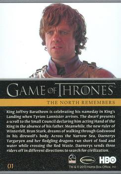 2013 Rittenhouse Game of Thrones Season 2 #01 The North Remembers Back