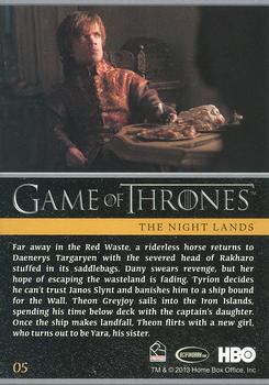 2013 Rittenhouse Game of Thrones Season 2 #05 The Night Lands Back