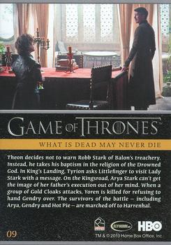 2013 Rittenhouse Game of Thrones Season 2 #09 What Is Dead May Never Die Back