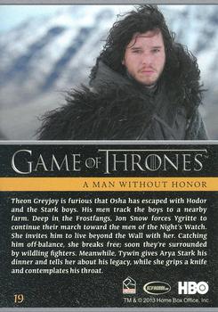 2013 Rittenhouse Game of Thrones Season 2 #19 A Man without Honor Back