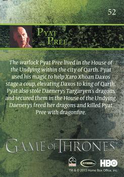 2013 Rittenhouse Game of Thrones Season 2 #52 Pyat Pree Back