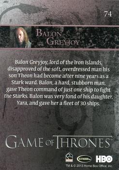 2013 Rittenhouse Game of Thrones Season 2 #74 Balon Greyjoy Back