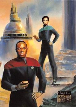 1994 SkyBox Star Trek Master Series - Crew Triptych #F7 The Crew of Deep Space Nine Card 1 of 3 Front