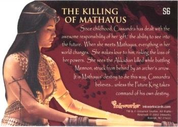 2002 Inkworks The Scorpion King - Visions of the Sorceress Die Cut Foil #S6 The Killing of Mathayus Back