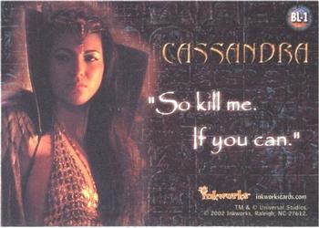 2002 Inkworks The Scorpion King - Box Loaders #BL-1 Cassandra Back