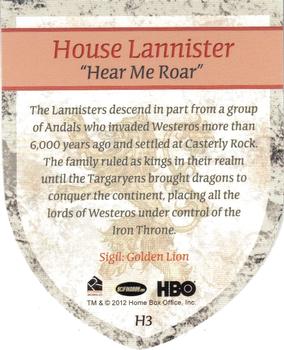 2012 Rittenhouse Game of Thrones Season 1 - The Houses #H3 House Lannister 