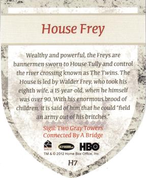 2012 Rittenhouse Game of Thrones Season 1 - The Houses #H7 House Frey Back