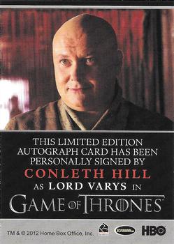 2012 Rittenhouse Game of Thrones Season 1 - Autographs Bordered #NNO Conleth Hill Back