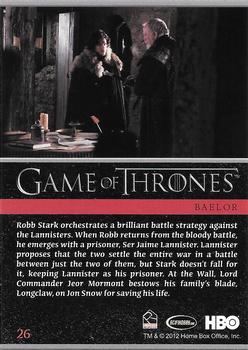 2012 Rittenhouse Game of Thrones Season 1 - Foil #26 Robb Stark orchestrates a brilliant battle strategy... Back