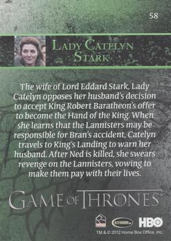 2012 Rittenhouse Game of Thrones Season 1 - Foil #58 Lady Catelyn Stark Back