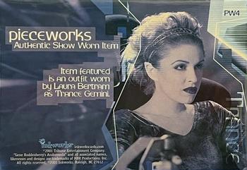 2001 Inkworks Andromeda Season 1 - Pieceworks Costume Relics #PW4 Trance Gemini Back