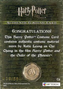 2007 ArtBox Harry Potter & the Order of the Phoenix - Costumes #C6 Cho Chang Back