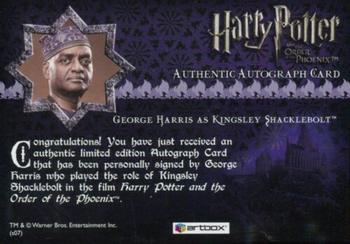 2007 ArtBox Harry Potter & the Order of the Phoenix - Autographs #NNO George Harris Back