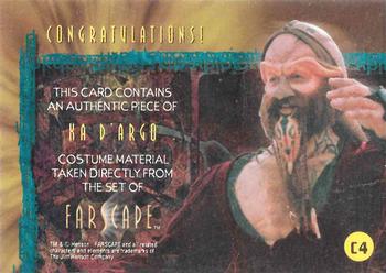 2000 Rittenhouse Farscape Season 1 - From the Archives Costume Relics #C4 Ka D'Argo Back