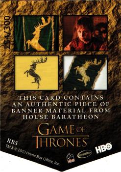 2013 Rittenhouse Game of Thrones Season 2 - House Banner Relics #RB5 Tommen Baratheon Back