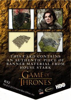 2013 Rittenhouse Game of Thrones Season 2 - House Banner Relics #RS2 Catelyn Stark Back