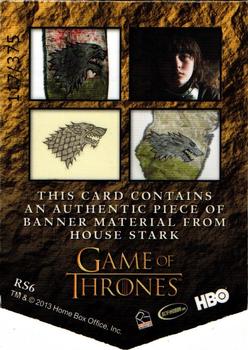 2013 Rittenhouse Game of Thrones Season 2 - House Banner Relics #RS6 Bran Stark Back