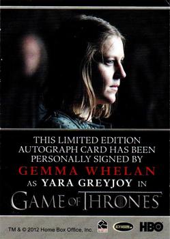 2013 Rittenhouse Game of Thrones Season 2 - Autographs Bordered #NNO Gemma Whelan Back