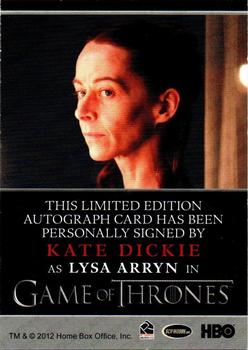 2013 Rittenhouse Game of Thrones Season 2 - Autographs Bordered #NNO Kate Dickie Back