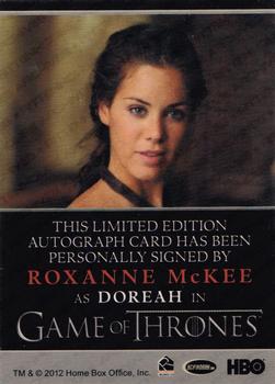 2013 Rittenhouse Game of Thrones Season 2 - Autographs Bordered #NNO Roxanne McKee Back