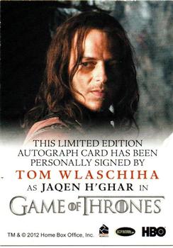 2013 Rittenhouse Game of Thrones Season 2 - Autographs Full Bleed #NNO Tom Wlaschiha Back