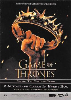 2013 Rittenhouse Game of Thrones Season 2 - Promos #P1 Daenerys Targaryen Back