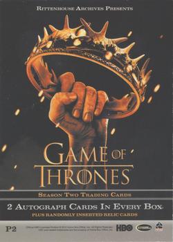 2013 Rittenhouse Game of Thrones Season 2 - Promos #P2 Joffrey Baratheon Back
