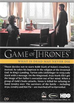 2013 Rittenhouse Game of Thrones Season 2 - Foil Holo #09 Theon decides not to warn Robb Stark of Balon's treachery. Back